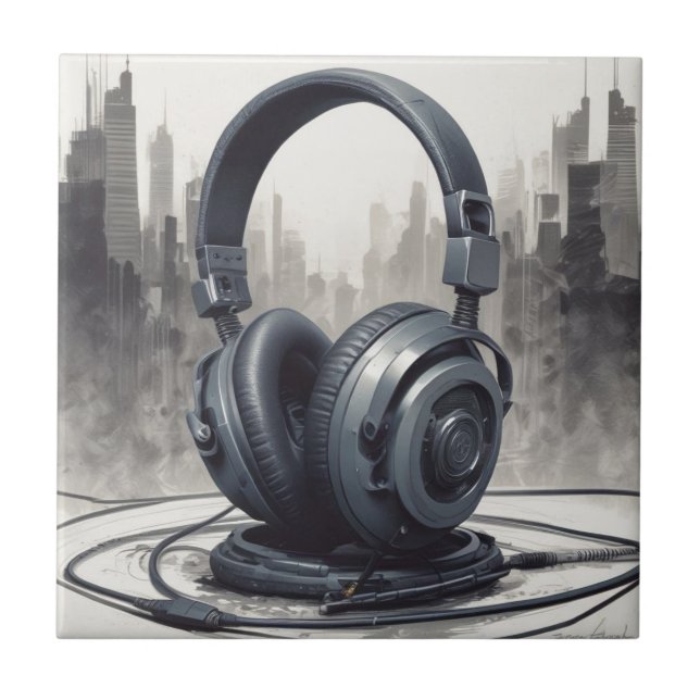 Headphone Artwork Music Lover Tile (Front)