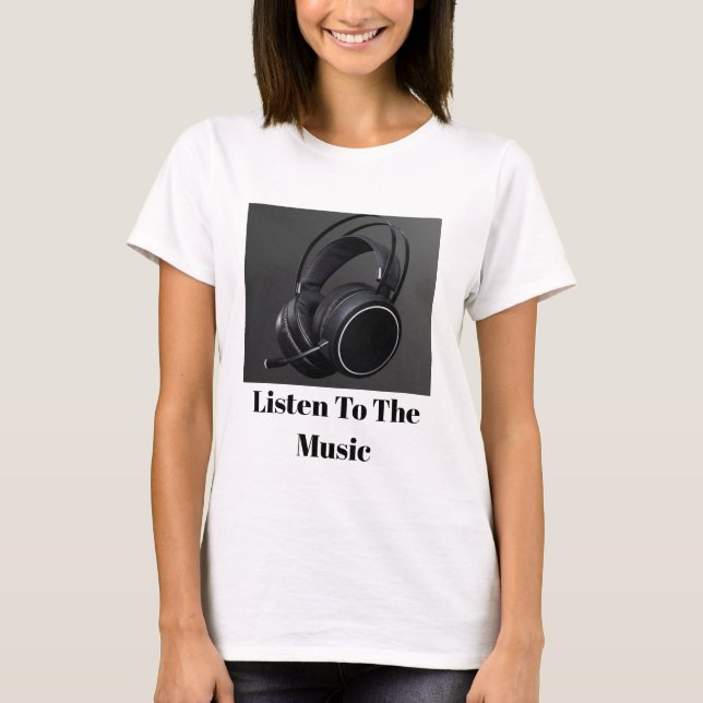 "Headphone Junkie: Music Lover's Shirt" T-Shirt (Front)