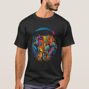 Headphone Music Non Stop Fun Urbain City Life T-Shirt