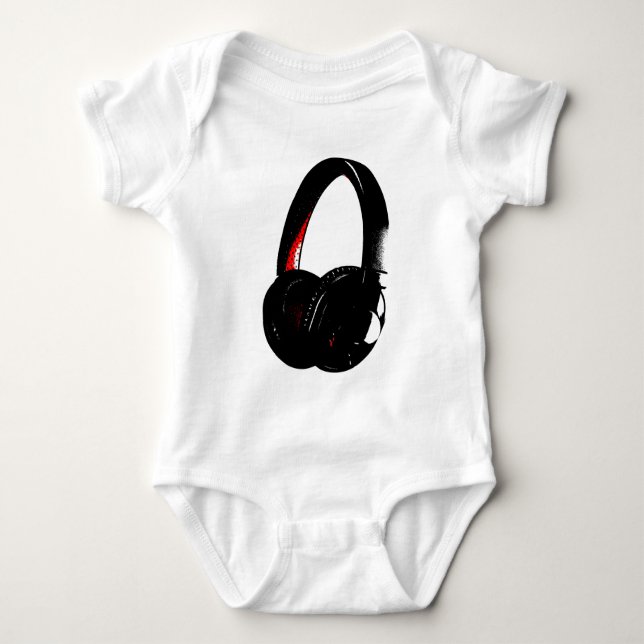 Headphone Pop Art Head Phone Baby Bodysuit (Front)