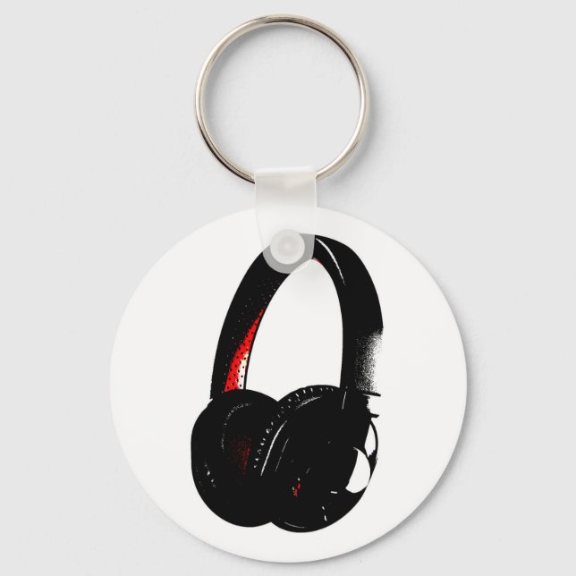 Headphone Pop Art Head Phone Key Ring (Front)