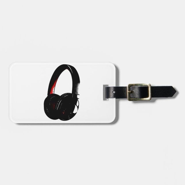 Headphone Pop Art Head Phone Luggage Tag (Front Horizontal)