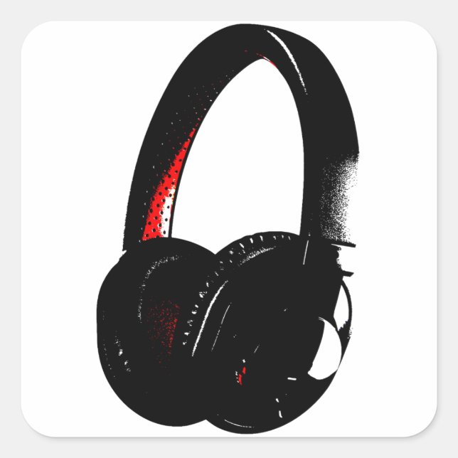 Headphone Pop Art Head Phone Square Sticker (Front)