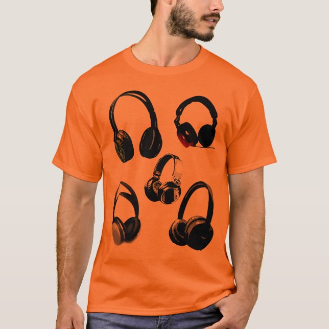 Headphone Silhouettes Pop Art T-Shirt (Front)