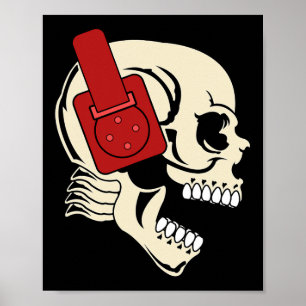 Headphone Skull Dj Halloween Creepy Edm Gift Poster