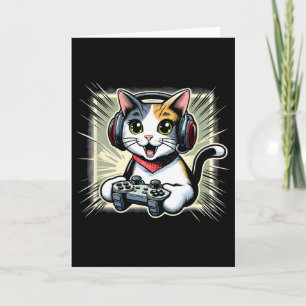 Headphone Video Game Japanese Bobtail Cat Gaming Card