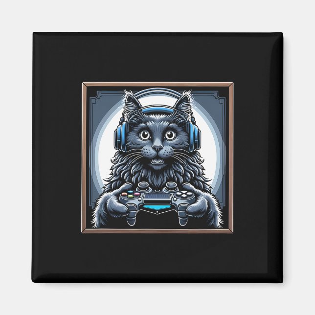 Headphone Video Game Nebelung Cat Gaming  Magnet (Front)