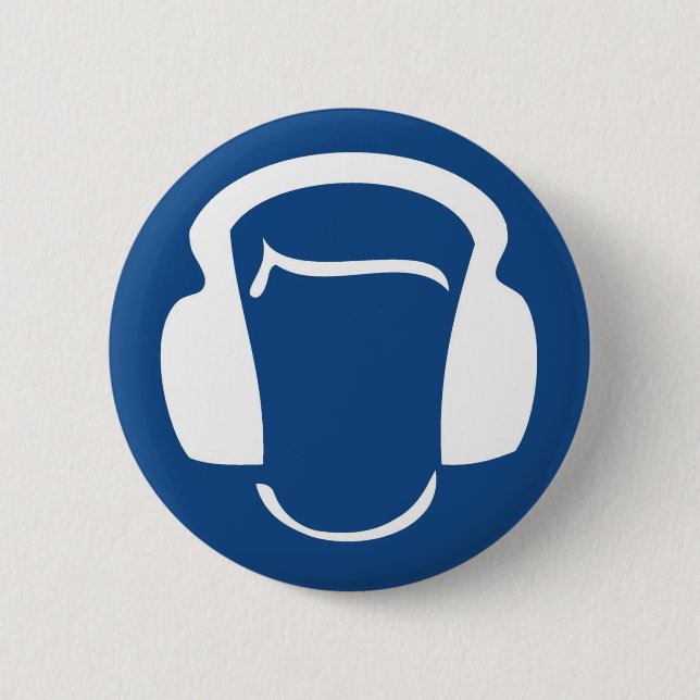 Headphones 6 Cm Round Badge (Front)