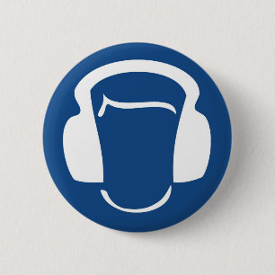Headphones 6 Cm Round Badge