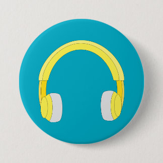 Headphones 7.5 Cm Round Badge