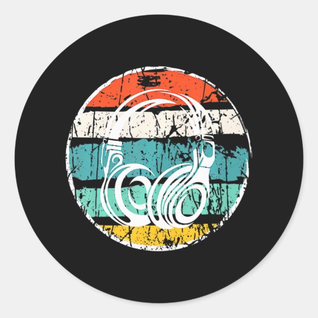 Headphones Beats DJ Distressed Hip Hop Music Classic Round Sticker (Front)