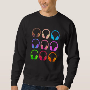 Headphones Collage Disc Jockey & Music Sweatshirt