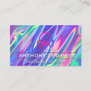 Headphones   Colourful Liquid Background Business Card