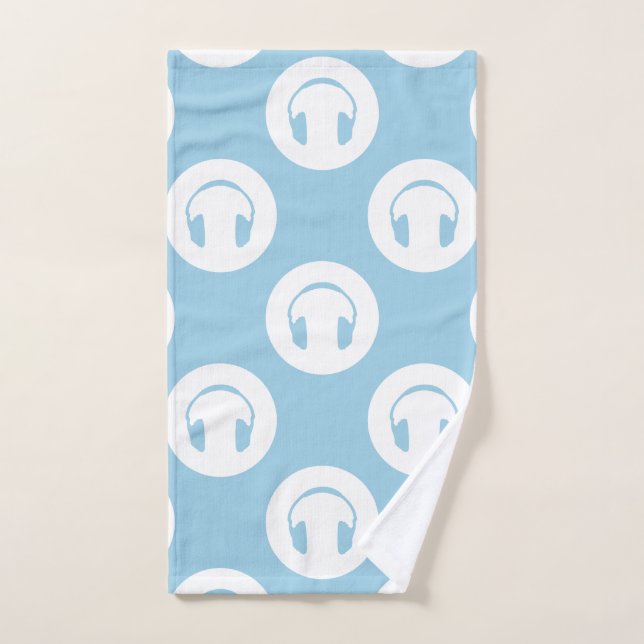 Headphones Design Music Themed Art Stylish Black Hand Towel (Hand Towel)