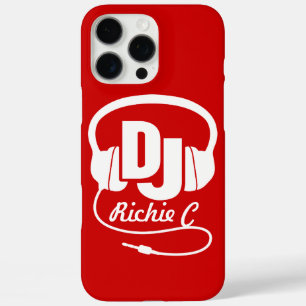 Headphones DJ custom name red and white graphic iPhone 16 Pro Max Case