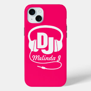 Headphones DJ girl name pink case