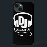 Headphones DJ named black and white ipad case<br><div class="desc">Help protect your iphone from knocks and little accidents,  with this ipad case. Original graphic headphone DJ iphone case for music dj's and budding disc jockeys and clubbing fans. Customise with your name. Example reads Stuart K. Exclusively designed by Sarah Trett.</div>