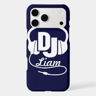 Headphones DJ named blue and white iphone case
