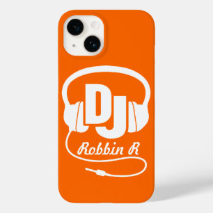 Headphones DJ named orange and white iphone case