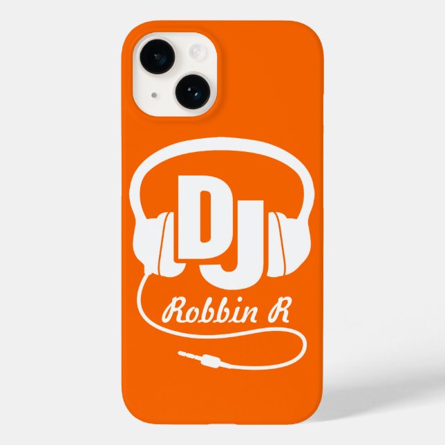 Headphones DJ named orange and white iphone case (Back)