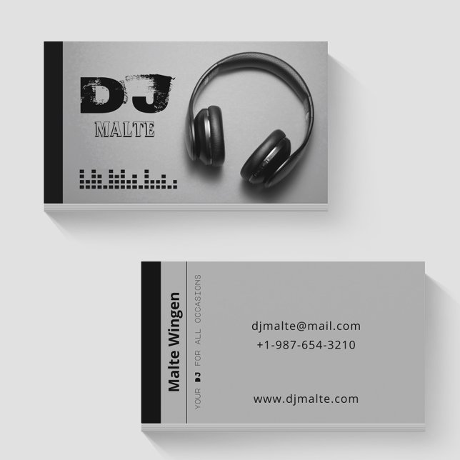 Headphones Grey DJ Business Card (Creator Uploaded)