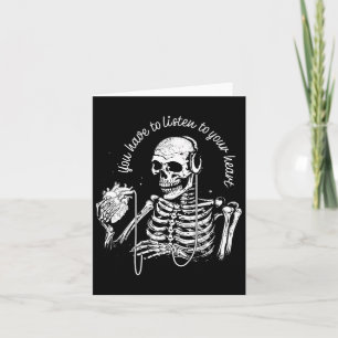 Headphones Heart Gothic Music Halloween Skeleton  Card