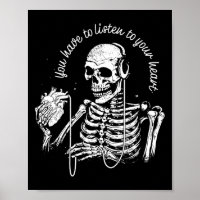 Headphones Heart Gothic Music Halloween Skeleton