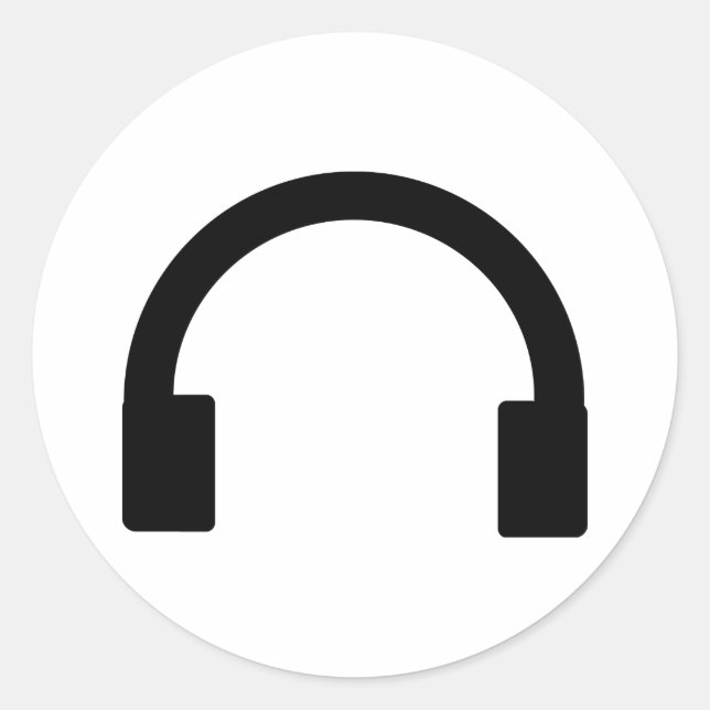 headphones icon classic round sticker (Front)