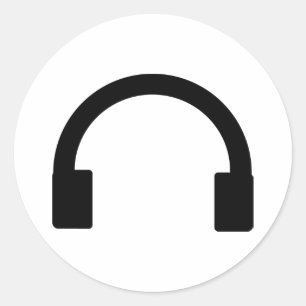 headphones icon classic round sticker