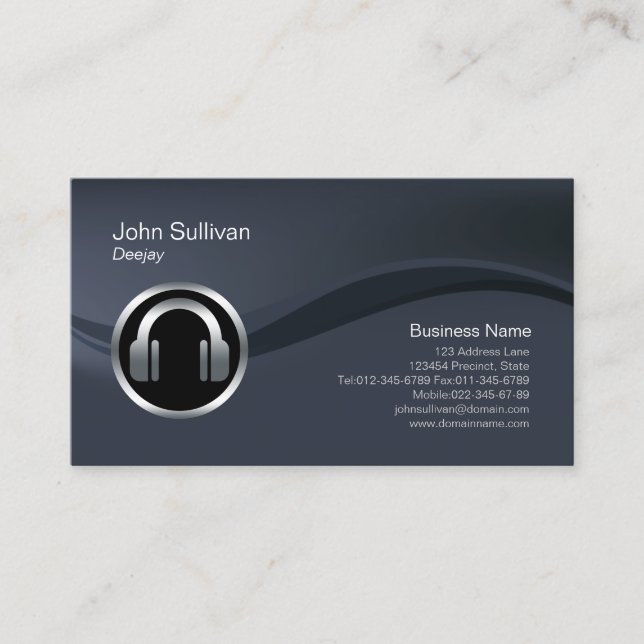 Headphones Icon Deejay DJ Disc Jockey Business Card (Front)