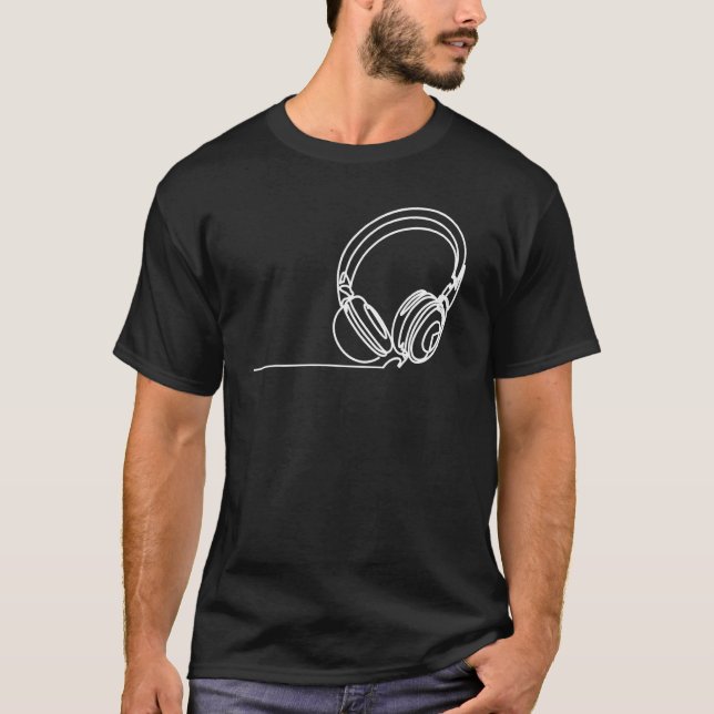 Headphones Line Cooler Dj Hanging Discjockey Party T-Shirt (Front)