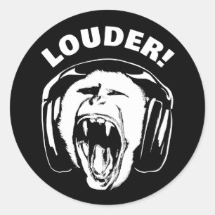 Headphones Monkey Loud Music Lover Classic Round Sticker