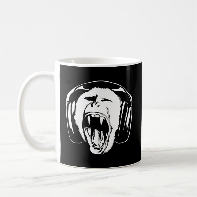 Headphones Monkey Music Lover Coffee Mug (Left)