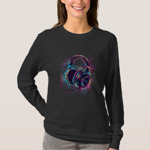 Headphones Music DJ Artwork EDM Dance Club Music H T-Shirt