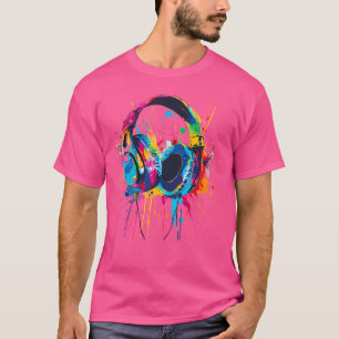 Headphones Music Dj Music Headphones Splash Edm Mu T-Shirt