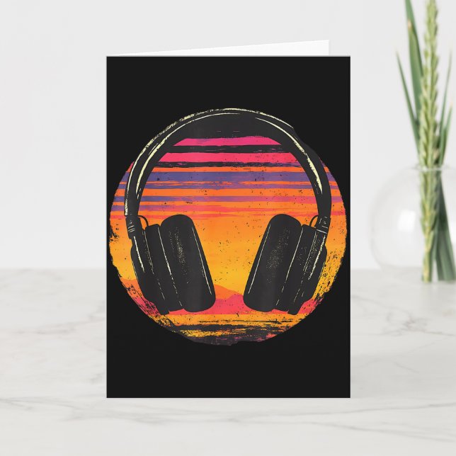 Headphones Music Dj Sunset Relaxed Music Headphone Card (Front)