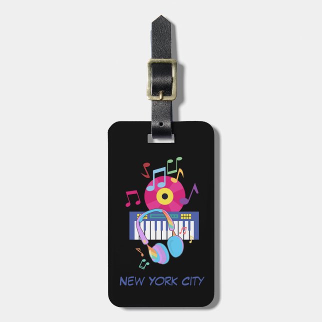 Headphones Music New York City  Luggage Tag (Front Vertical)