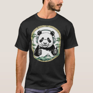 headphones panda DJ music ink painting japanese th T-Shirt