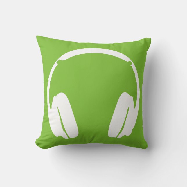 Headphones Pillow (Green/White) (Front)