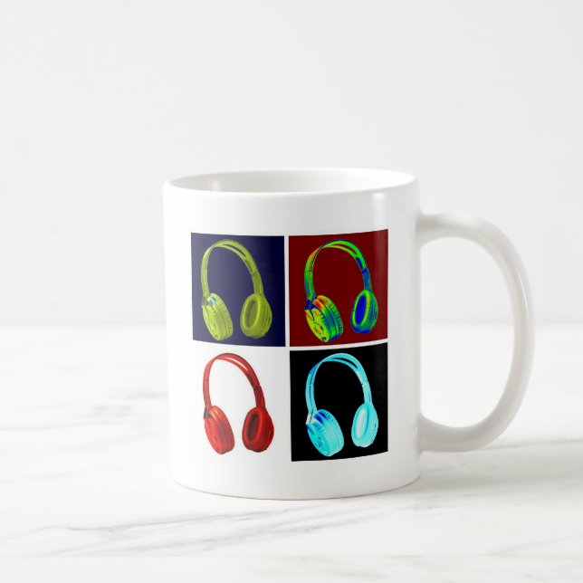 Headphones Pop Art Coffee Mug (Right)