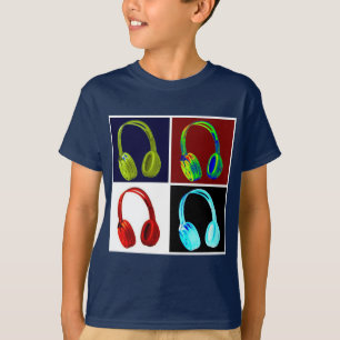 Headphones Pop Art Navy Colour T-Shirt