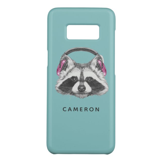 Headphones Racoon | Add Your Name Case-Mate Samsung Galaxy Case (Back)