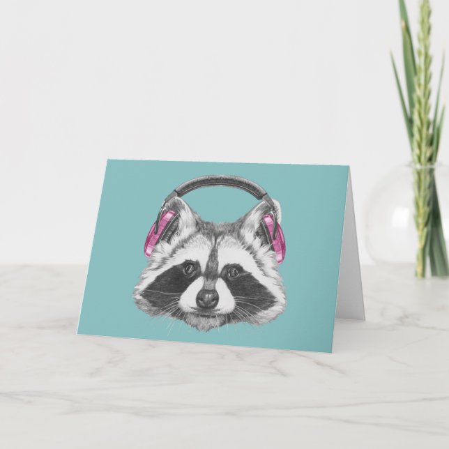 Headphones Racoon Card (Front)