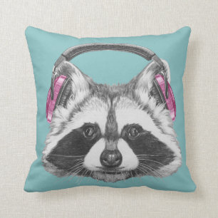 Headphones Racoon Cushion