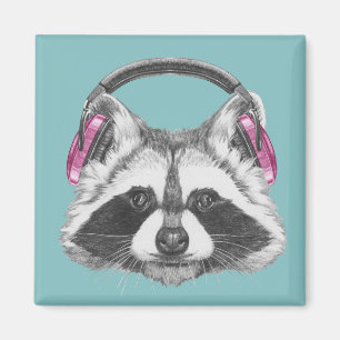 Headphones Racoon Magnet