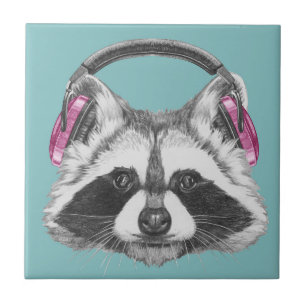Headphones Racoon Tile