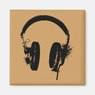 Headphones Rainbow Stencil Graphic Art Magnet