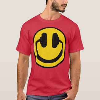 Headphones Smiling Face Music Makes Me Happy T-Shirt