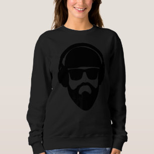 Headphones Sunglasses Cool Music Beard Hipster Sweatshirt