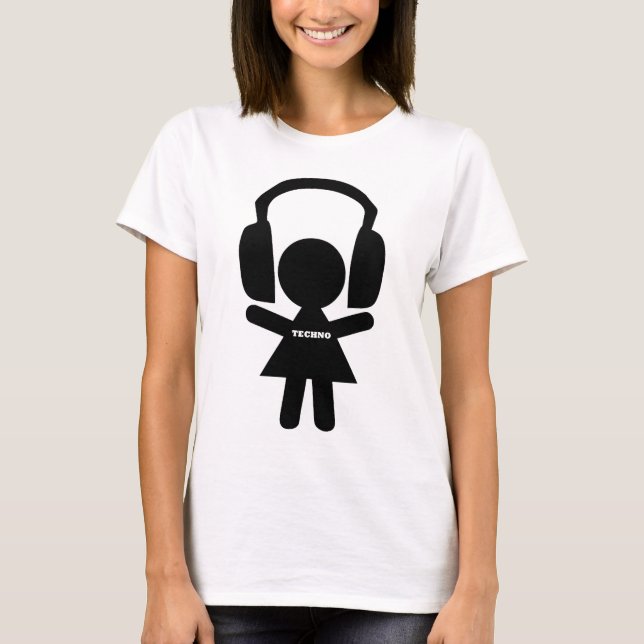 Headphones Techno Music T-Shirt (Front)